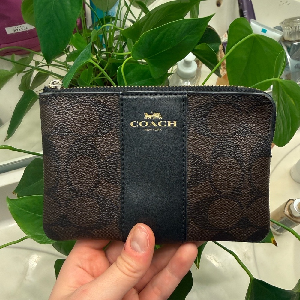 Coach Black and Gold Zippered Pouch